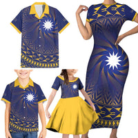 Nauru Angam Day Family Matching Short Sleeve Bodycon Dress and Hawaiian Shirt Polynesian Tribal Pattern Unique Style - Polynesian Pride