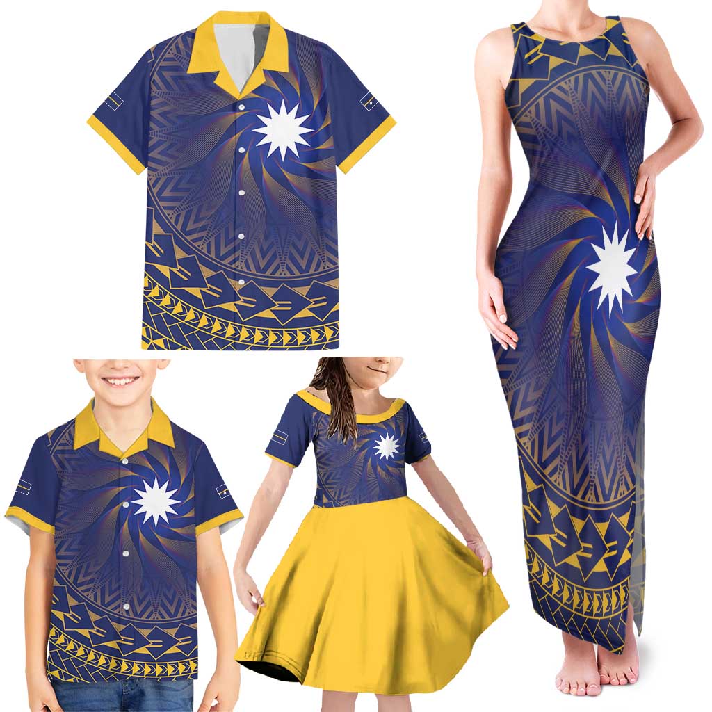 Nauru Angam Day Family Matching Tank Maxi Dress and Hawaiian Shirt Polynesian Tribal Pattern Unique Style - Polynesian Pride