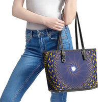 Nauru Angam Day Leather Tote Bag Polynesian Tribal Pattern Unique Style - Polynesian Pride