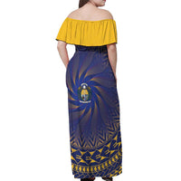 Nauru Angam Day Off Shoulder Maxi Dress Polynesian Tribal Pattern Unique Style - Polynesian Pride