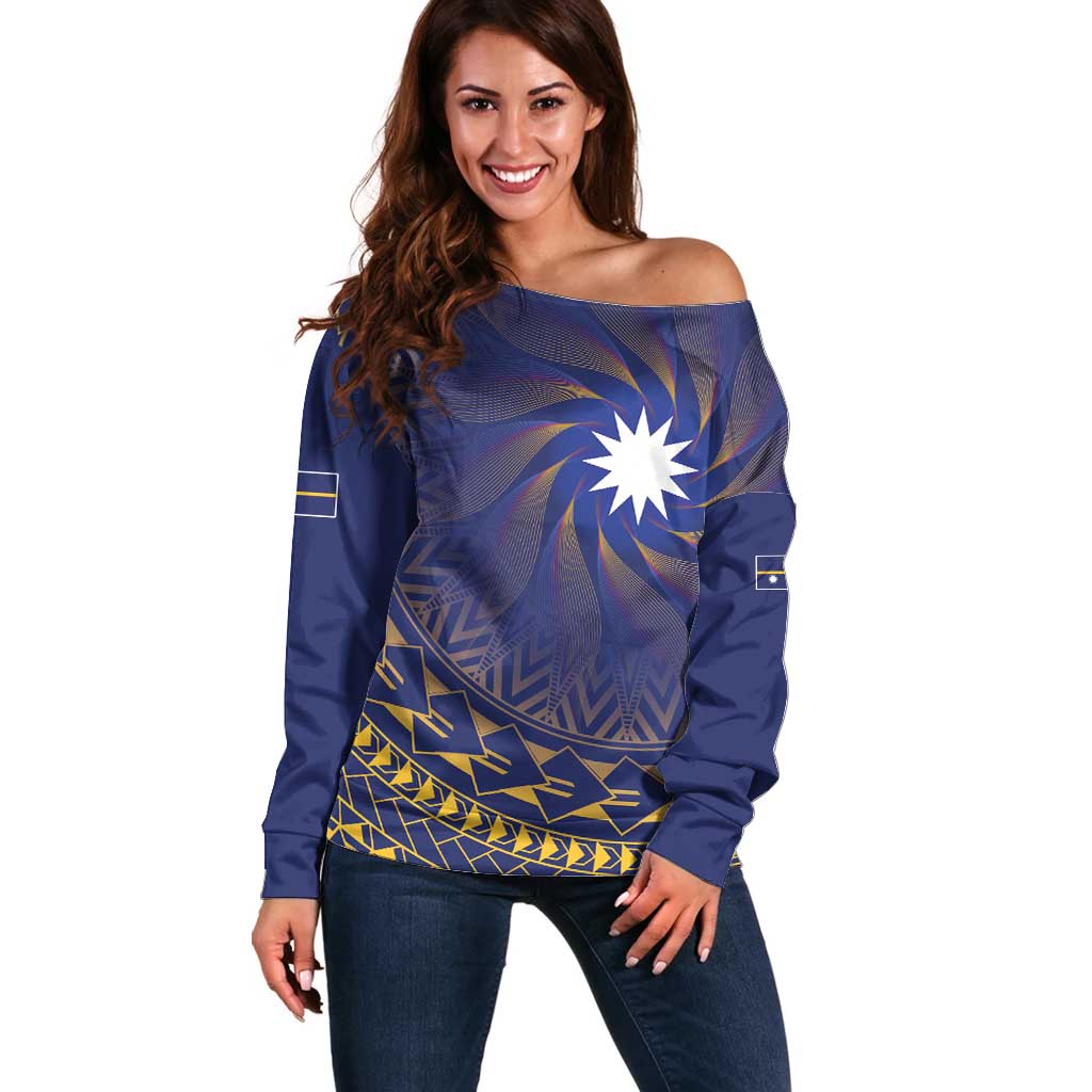 Nauru Angam Day Off Shoulder Sweater Polynesian Tribal Pattern Unique Style - Polynesian Pride