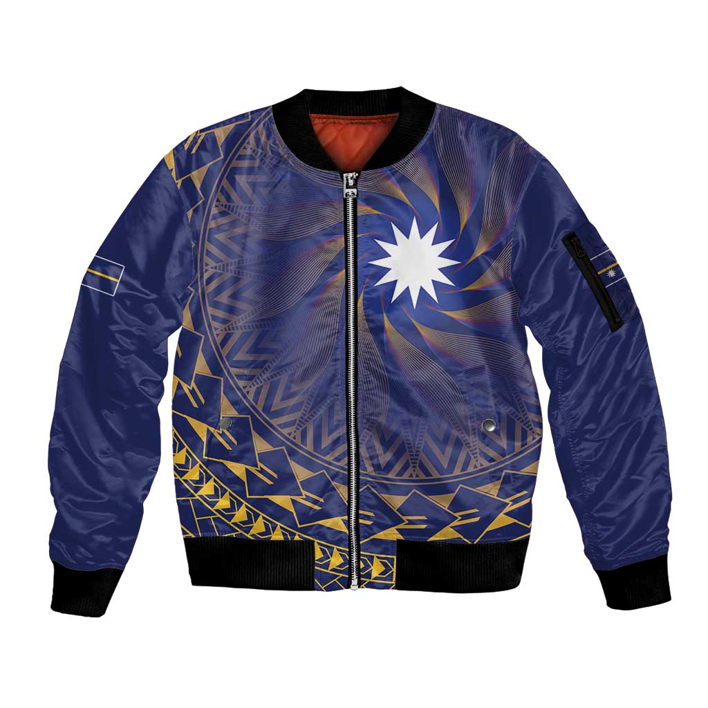 Nauru Angam Day Sleeve Zip Bomber Jacket Polynesian Tribal Pattern Unique Style - Polynesian Pride