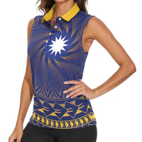 Nauru Angam Day Women Sleeveless Polo Shirt Polynesian Tribal Pattern Unique Style - Polynesian Pride