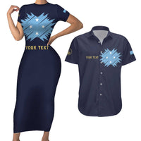 Personalised Federated States Of Micronesia Couples Matching Short Sleeve Bodycon Dress and Hawaiian Shirt FSM Passport - Polynesian Pride