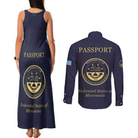 Personalised Federated States Of Micronesia Couples Matching Tank Maxi Dress and Long Sleeve Button Shirt FSM Passport - Polynesian Pride