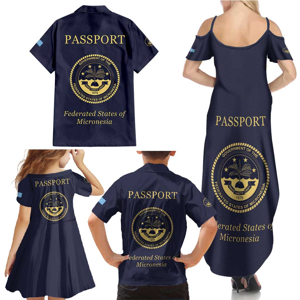 Personalised Federated States Of Micronesia Family Matching Summer Maxi Dress and Hawaiian Shirt FSM Passport - Polynesian Pride
