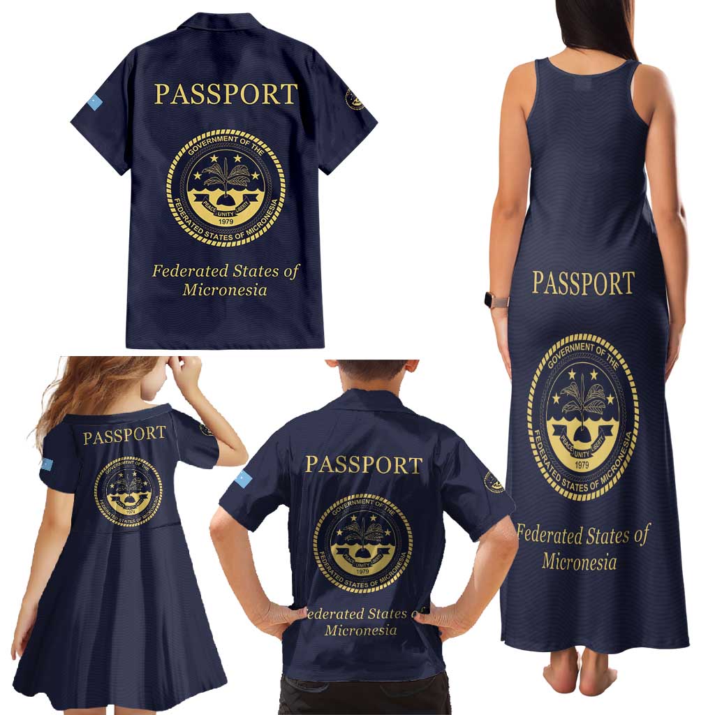 Personalised Federated States Of Micronesia Family Matching Tank Maxi Dress and Hawaiian Shirt FSM Passport - Polynesian Pride