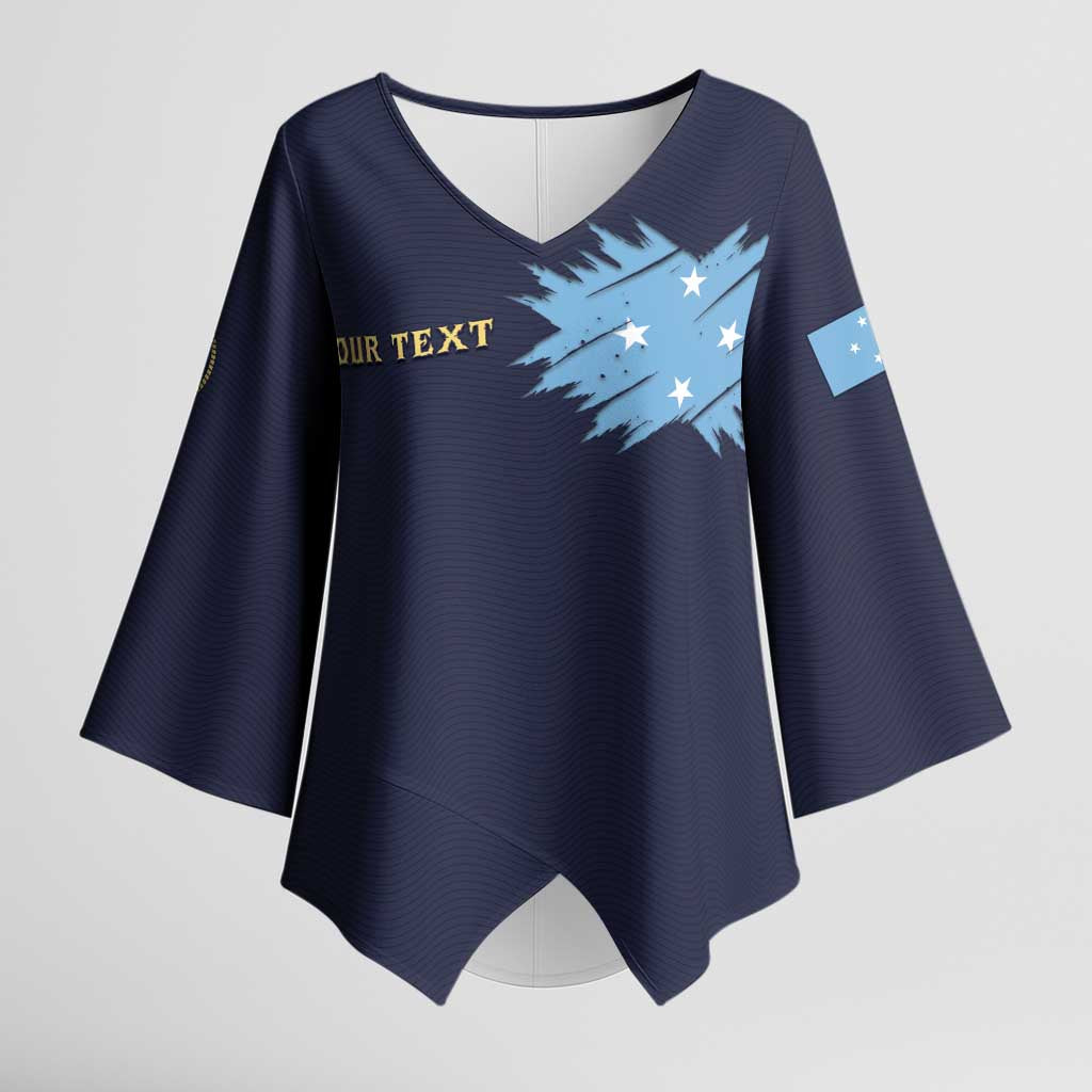 Personalised Federated States Of Micronesia Kimono Sleeve Blouse FSM Passport - Polynesian Pride