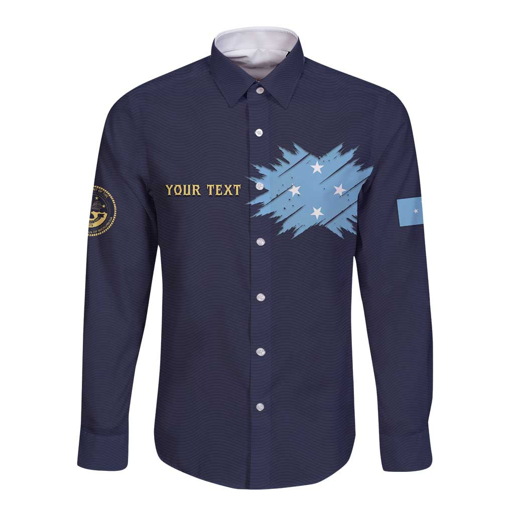 Personalised Federated States Of Micronesia Long Sleeve Button Shirt FSM Passport - Polynesian Pride