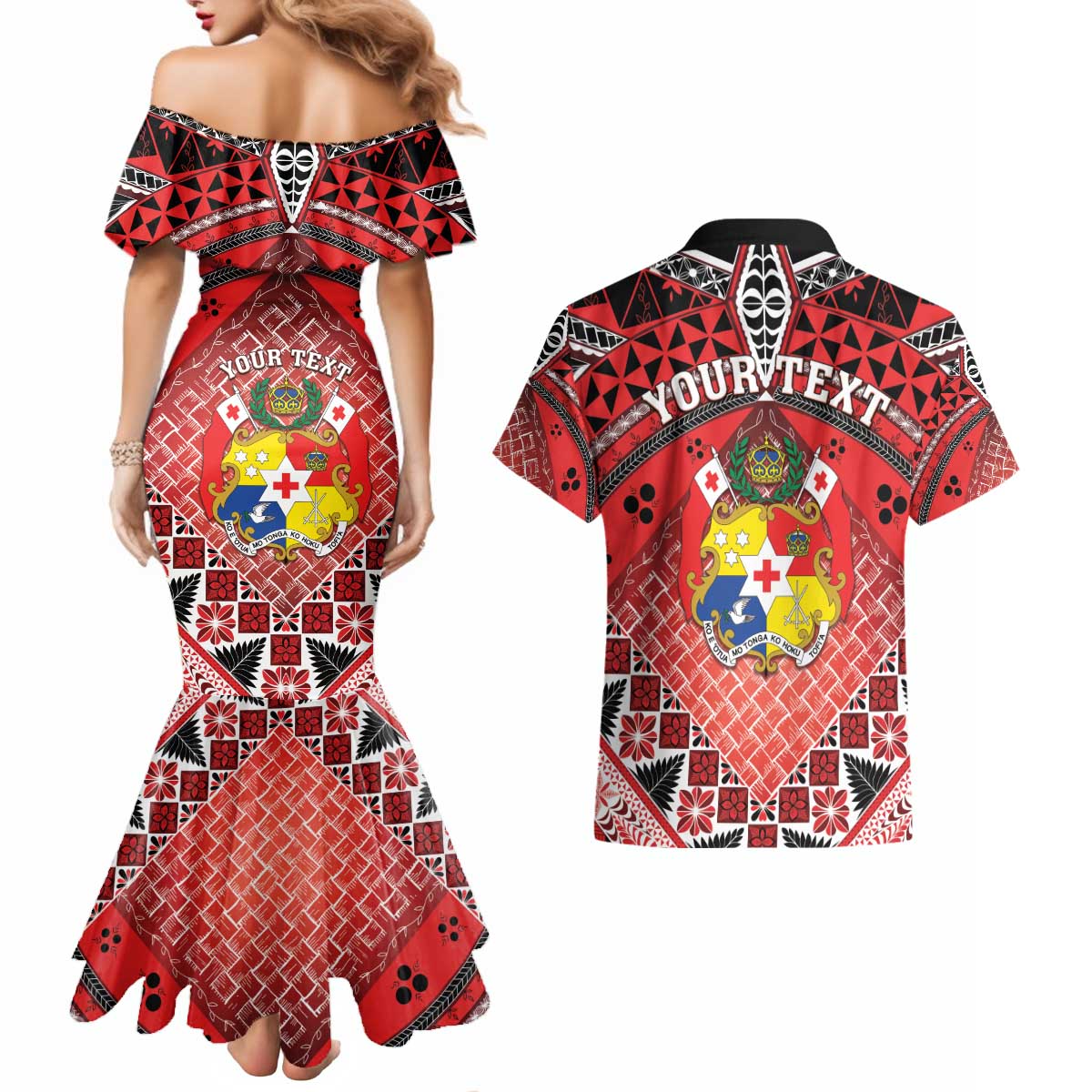 Personalised Tonga Constitution Day Couples Matching Mermaid Dress and Hawaiian Shirt 150 Years Jubilee - Polynesian Pride