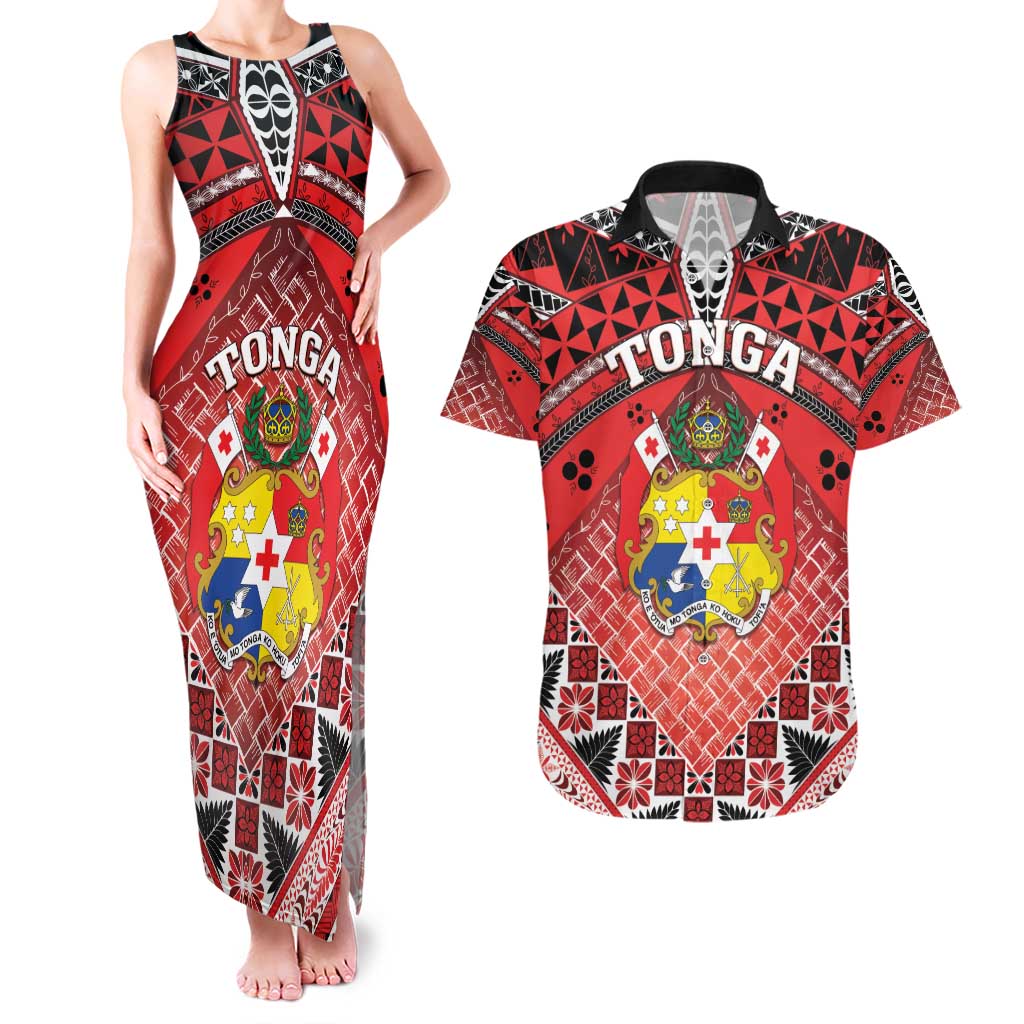 Personalised Tonga Constitution Day Couples Matching Tank Maxi Dress and Hawaiian Shirt 150 Years Jubilee - Polynesian Pride