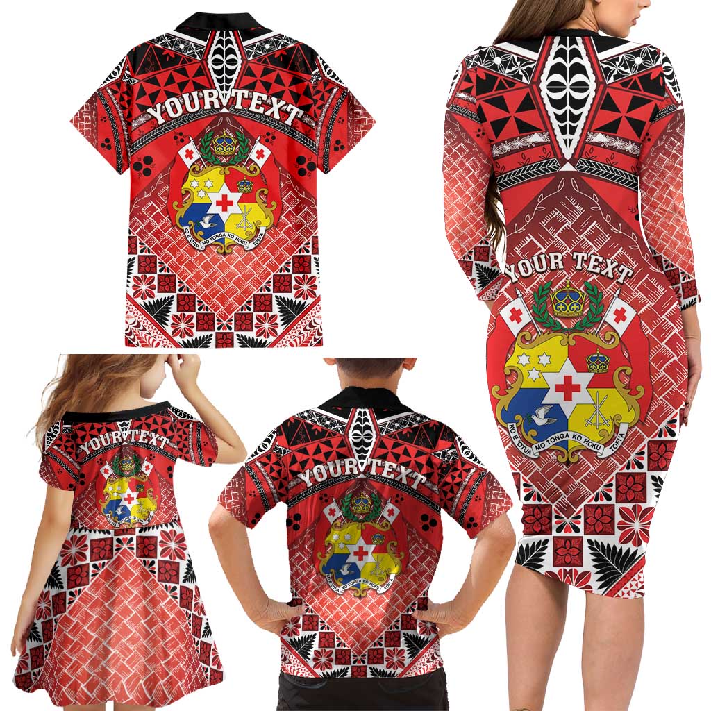 Personalised Tonga Constitution Day Family Matching Long Sleeve Bodycon Dress and Hawaiian Shirt 150 Years Jubilee - Polynesian Pride