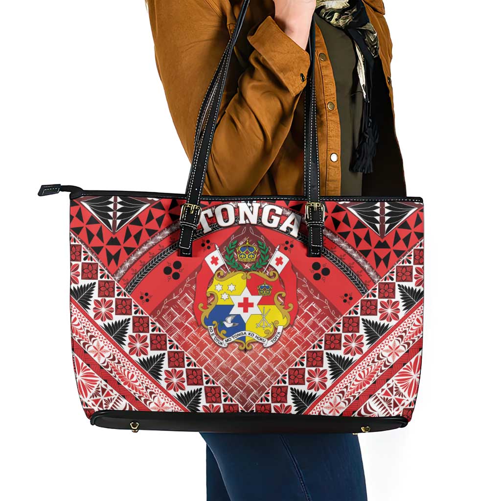 Tonga Constitution Day Leather Tote Bag 150 Years Jubilee - Polynesian Pride