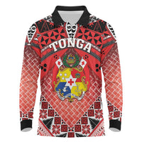 Personalised Tonga Constitution Day Long Sleeve Polo Shirt 150 Years Jubilee - Polynesian Pride