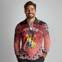 Personalised Tonga Constitution Day Long Sleeve Polo Shirt 150 Years Jubilee - Polynesian Pride