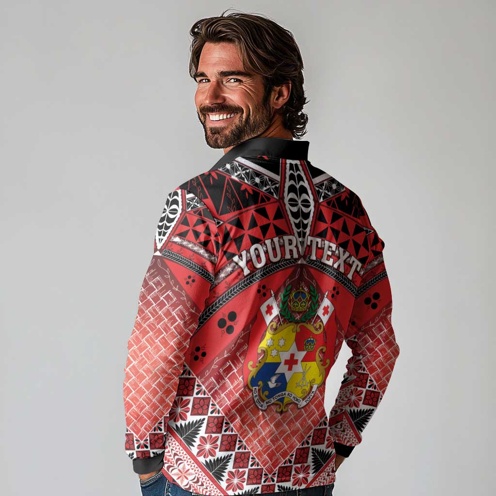 Personalised Tonga Constitution Day Long Sleeve Polo Shirt 150 Years Jubilee - Polynesian Pride