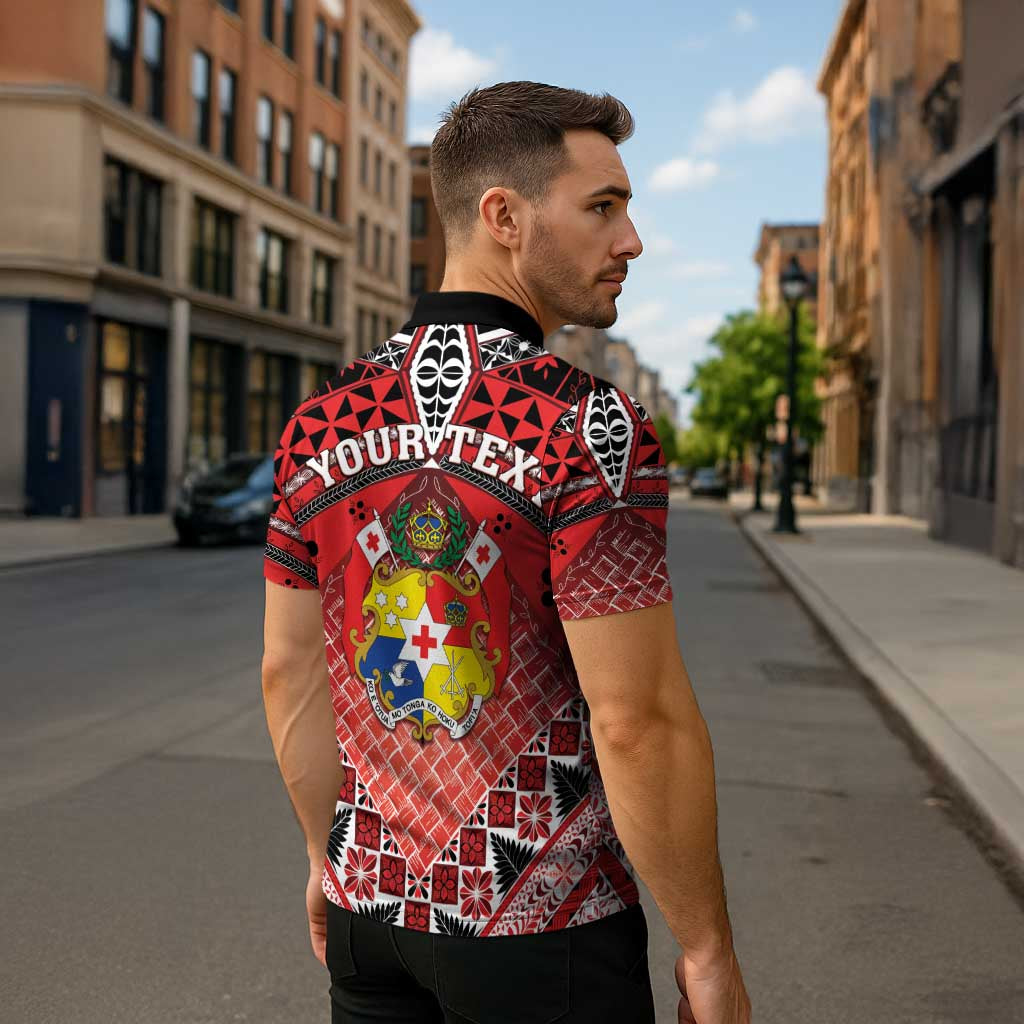 Personalised Tonga Constitution Day Zipper Polo Shirt 150 Years Jubilee - Polynesian Pride