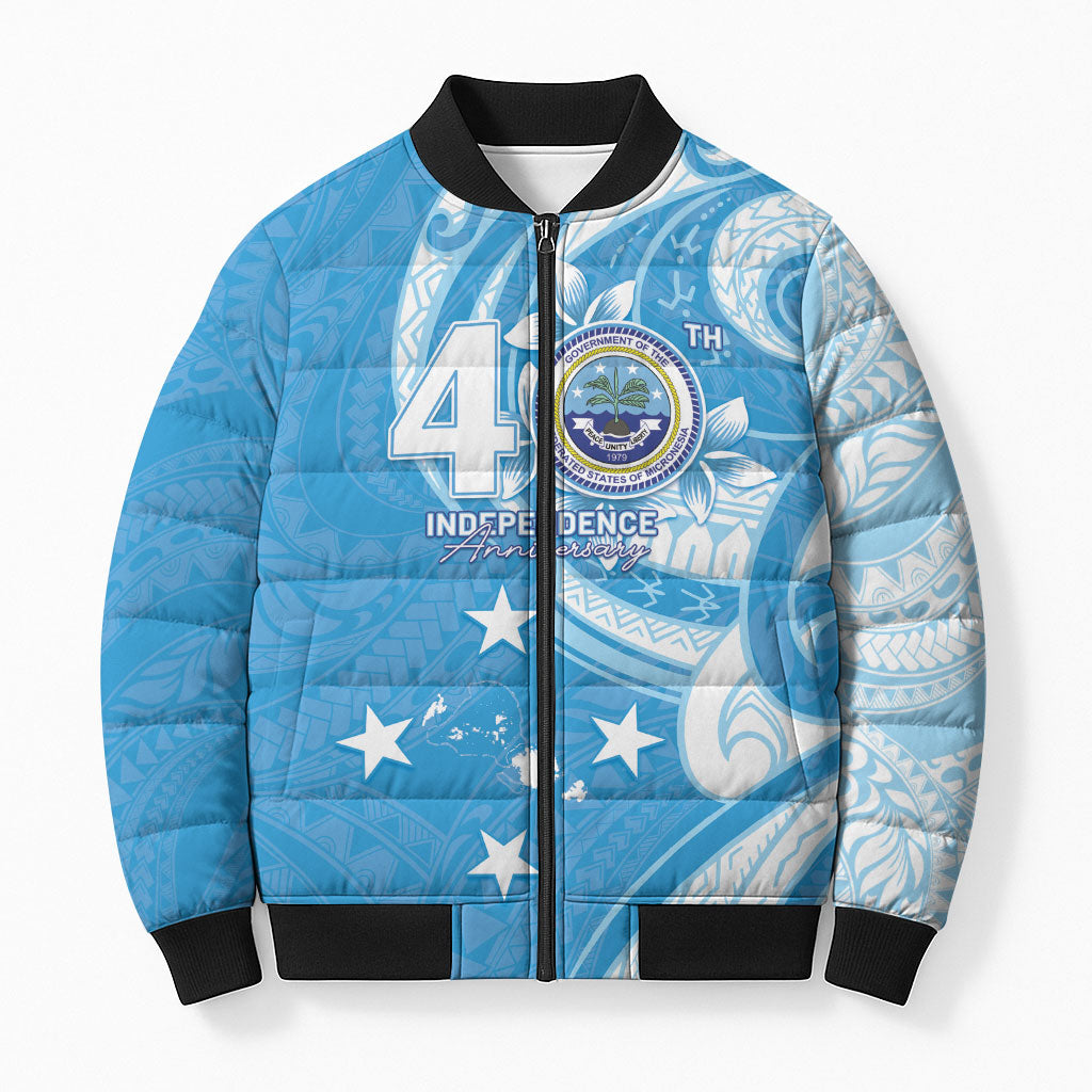 FSM Micronesia Bomber Puffer Jacket 40th Independence Anniversary LT05 Unisex Blue - Polynesian Pride