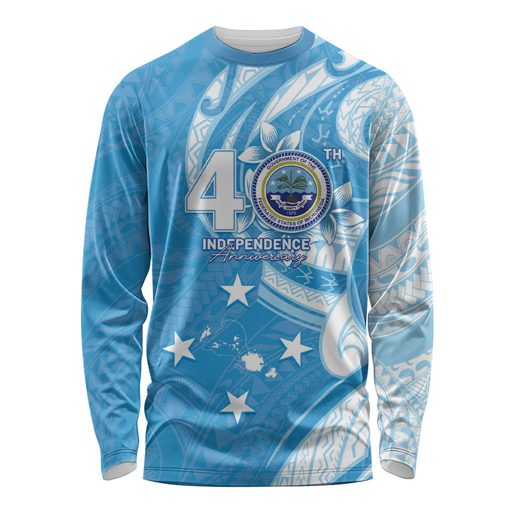 FSM Micronesia Long Sleeve Shirt 40th Independence Anniversary LT05 Unisex Blue - Polynesian Pride