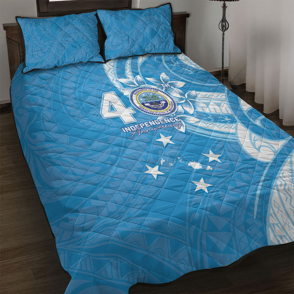 FSM Micronesia Quilt Bed Set 40th Independence Anniversary LT05 Blue - Polynesian Pride