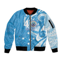 FSM Micronesia Sleeve Zip Bomber Jacket 40th Independence Anniversary LT05 Unisex Blue - Polynesian Pride