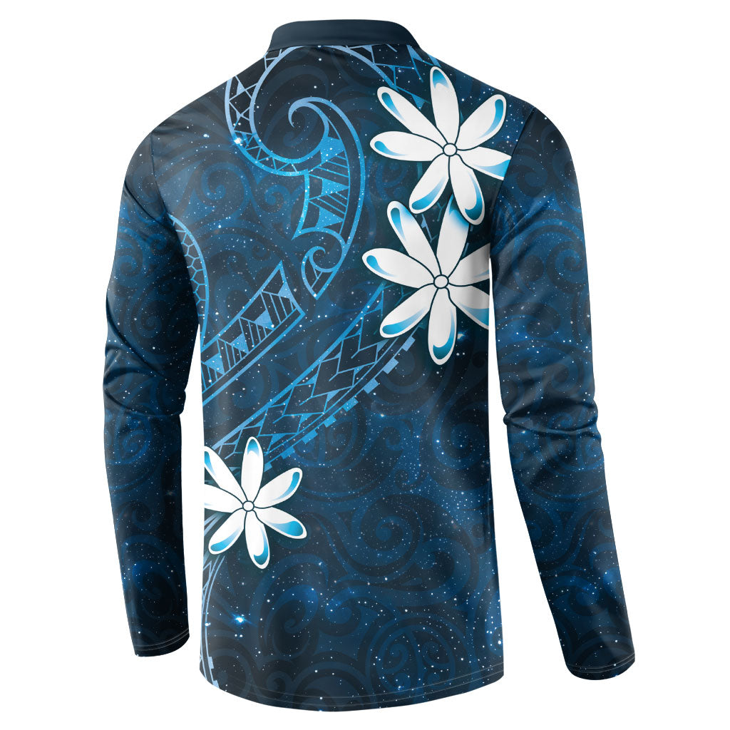 Tahiti Matarii Button Sweatshirt Tahitian Spring Blue Galaxy LT05 - Polynesian Pride