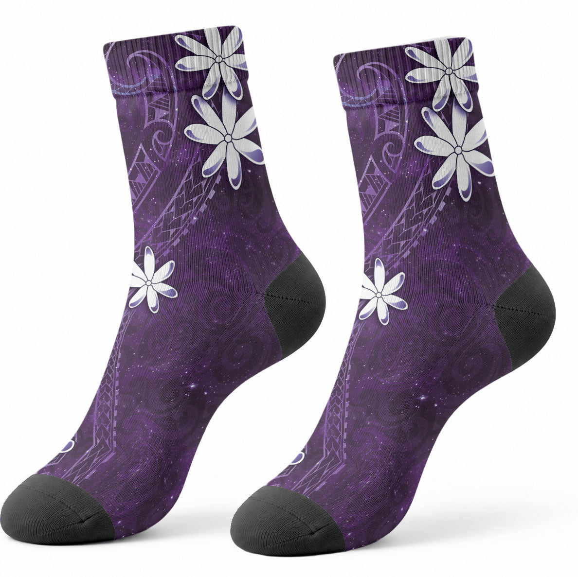 Tahiti Matarii Crew Socks Tahitian Spring Purple Galaxy LT05 - Polynesian Pride