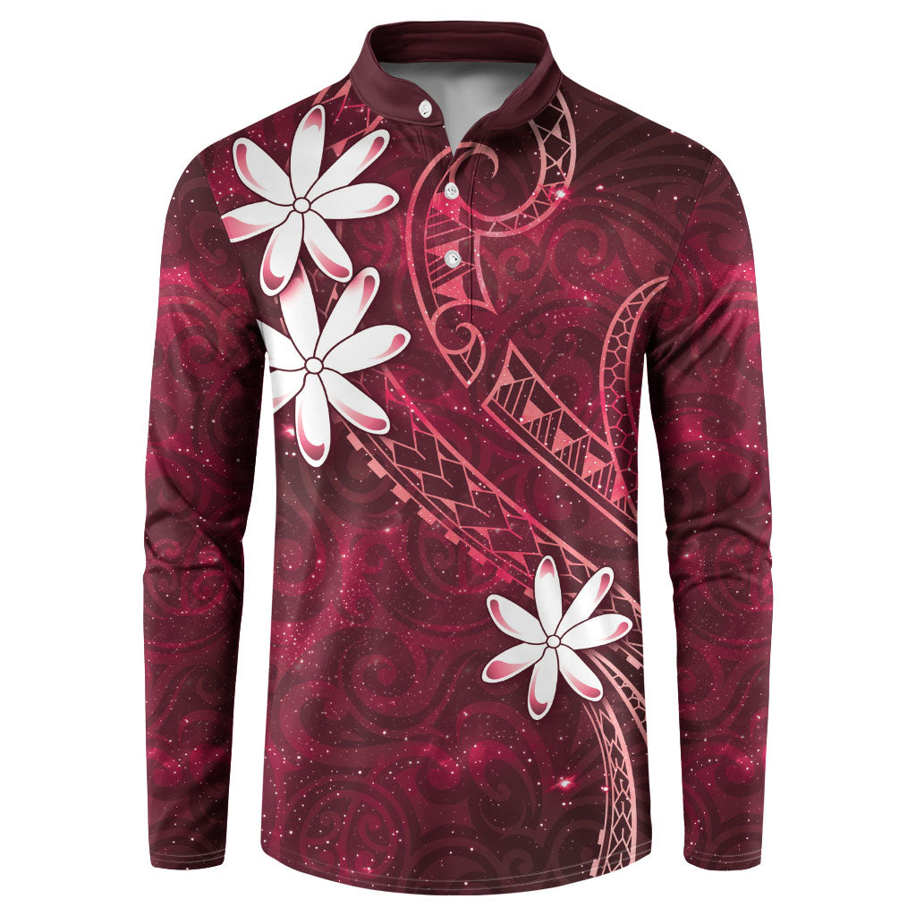 Tahiti Matarii Button Sweatshirt Tahitian Spring Red Galaxy LT05 Red - Polynesian Pride