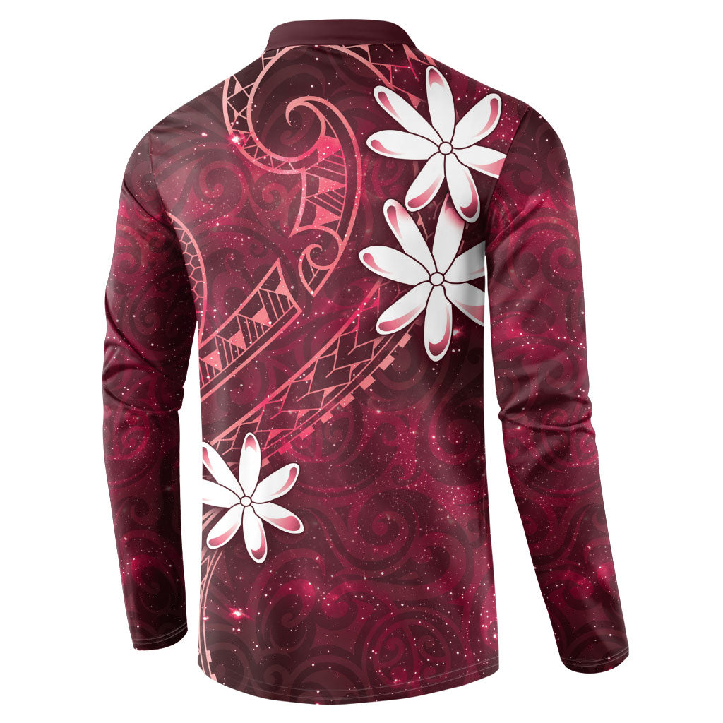 Tahiti Matarii Button Sweatshirt Tahitian Spring Red Galaxy LT05 - Polynesian Pride