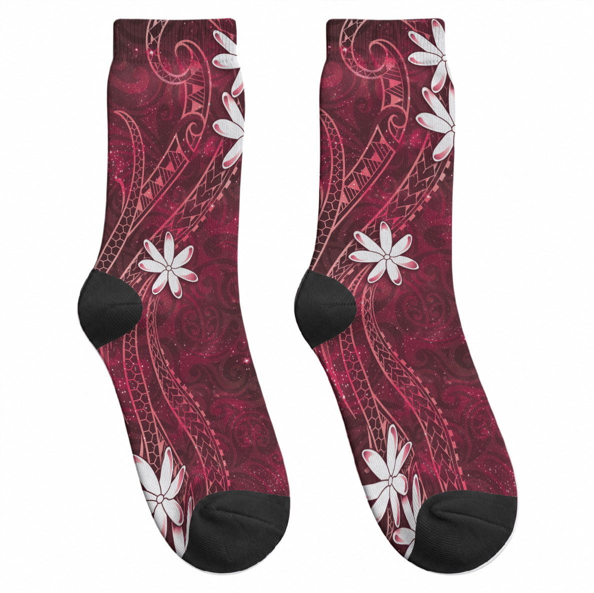 Tahiti Matarii Crew Socks Tahitian Spring Red Galaxy LT05 - Polynesian Pride