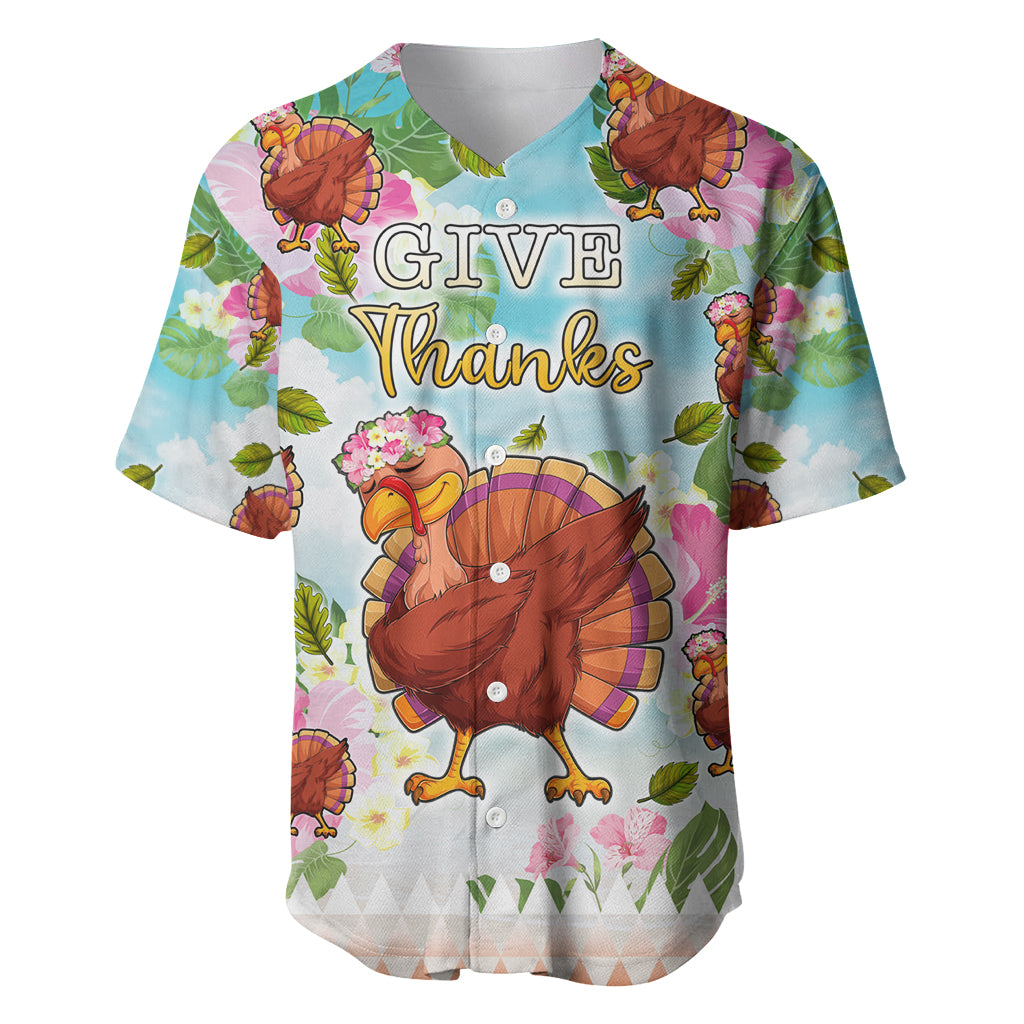 Hawaii Thanksgiving Baseball Jersey Funny Turkey Dabbing Dance LT05 Blue - Polynesian Pride