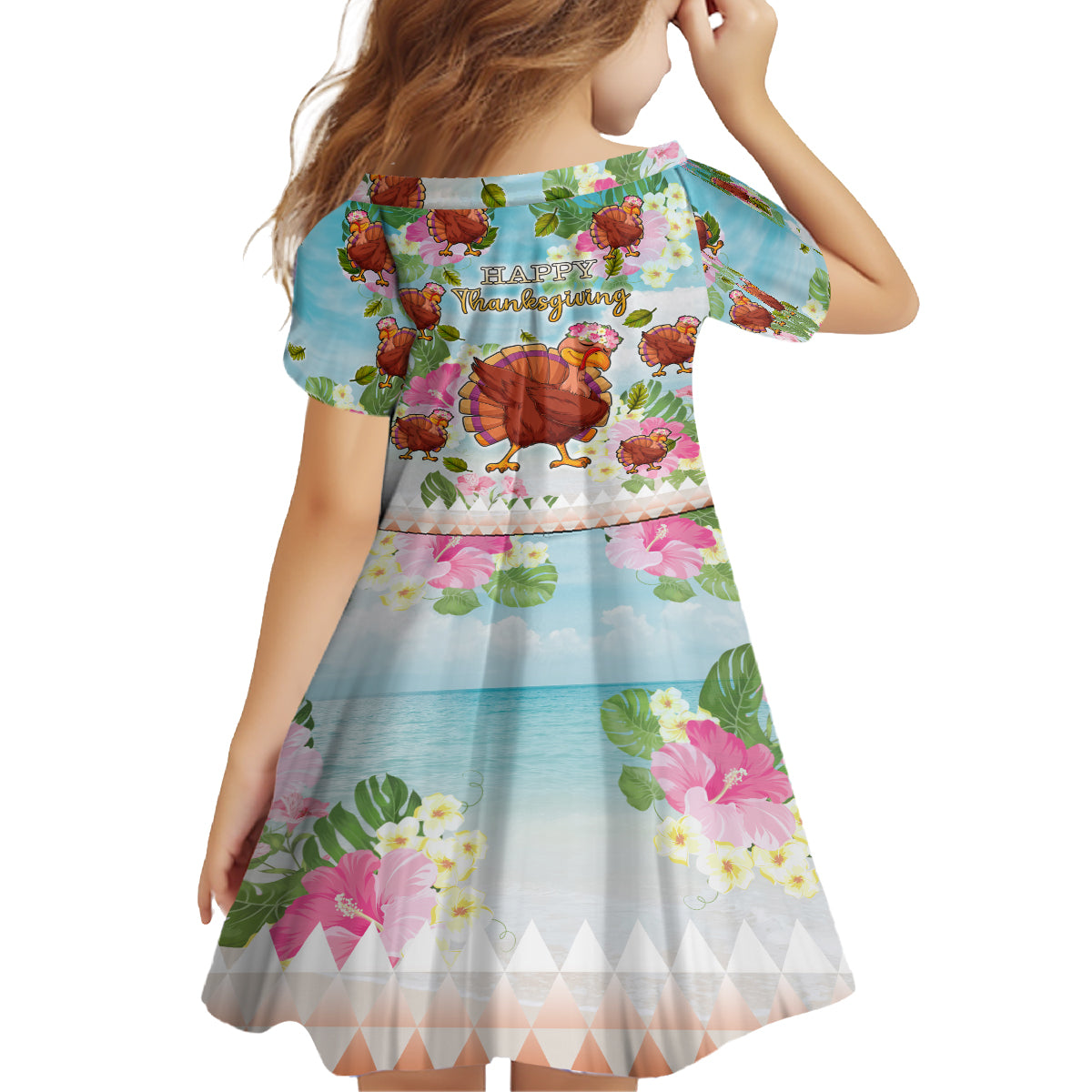 Hawaii Thanksgiving Family Matching Long Sleeve Bodycon Dress and Hawaiian Shirt Funny Turkey Dabbing Dance LT05 - Polynesian Pride
