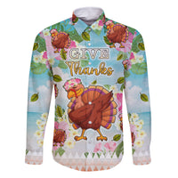 Hawaii Thanksgiving Family Matching Off Shoulder Long Sleeve Dress and Hawaiian Shirt Funny Turkey Dabbing Dance LT05 Dad's Shirt - Long Sleeve Blue - Polynesian Pride