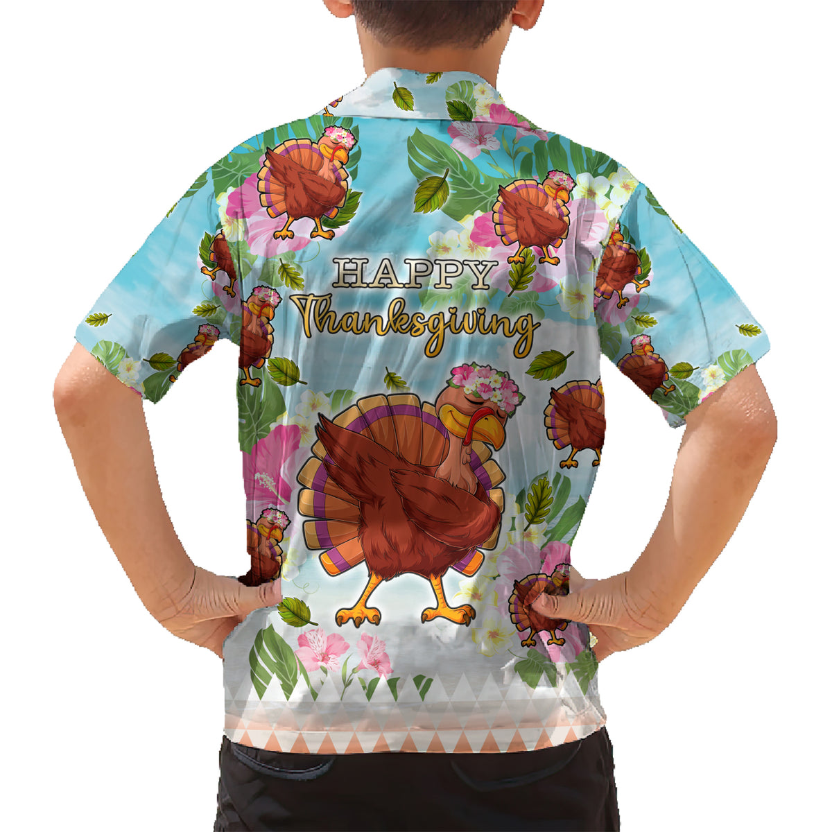 Hawaii Thanksgiving Kid Hawaiian Shirt Funny Turkey Dabbing Dance LT05 - Polynesian Pride