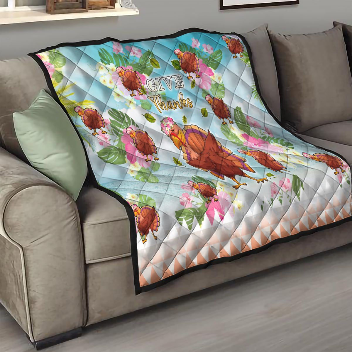 Hawaii Thanksgiving Quilt Funny Turkey Dabbing Dance LT05 - Polynesian Pride