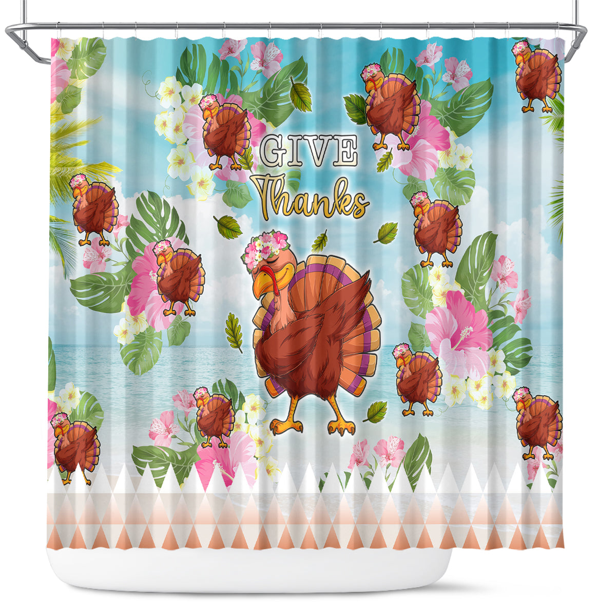 Hawaii Thanksgiving Shower Curtain Funny Turkey Dabbing Dance LT05 Blue - Polynesian Pride