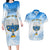 Polynesia Hanukkah Festival Couples Matching Long Sleeve Bodycon Dress and Hawaiian Shirt With Menorah Polynesian Style LT05 Blue - Polynesian Pride