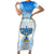 Polynesia Hanukkah Festival Family Matching Short Sleeve Bodycon Dress and Hawaiian Shirt With Menorah Polynesian Style LT05 Mom's Dress Blue - Polynesian Pride