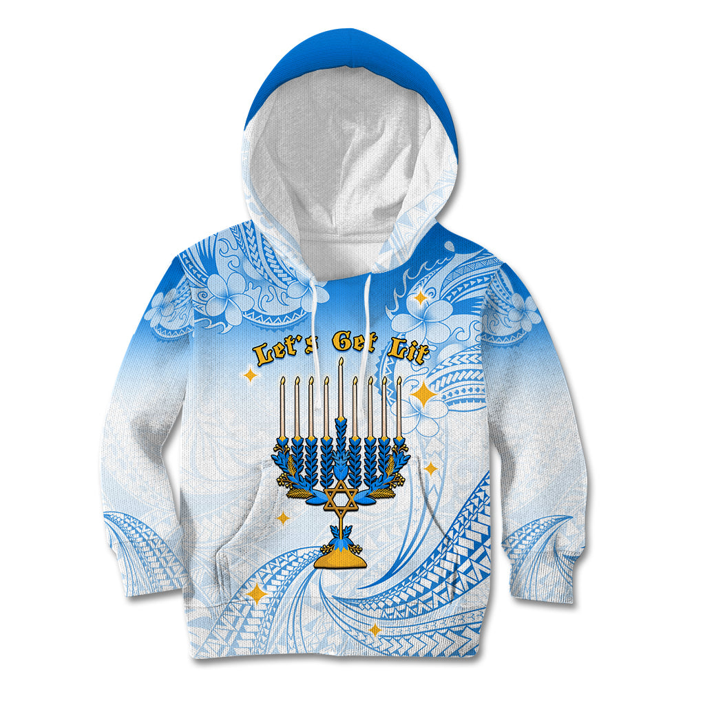Polynesia Hanukkah Festival Kid Hoodie With Menorah Polynesian Style LT05 Hoodie Blue - Polynesian Pride