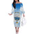 Polynesia Hanukkah Festival Off The Shoulder Long Sleeve Dress With Menorah Polynesian Style LT05 Women Blue - Polynesian Pride