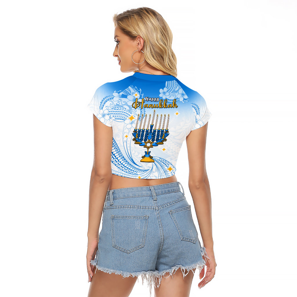 Polynesia Hanukkah Festival Raglan Cropped T Shirt With Menorah Polynesian Style LT05 - Polynesian Pride