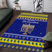 Polynesia Christmukkah Area Rug Menorah With Polynesian Tribal Pattern LT05 Blue - Polynesian Pride