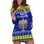 Personalised Polynesia Christmukkah Hoodie Dress Menorah With Polynesian Tribal Pattern LT05 Blue - Polynesian Pride