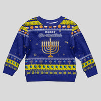 Personalised Polynesia Christmukkah Kid Ugly Christmas Sweater Menorah With Polynesian Tribal Pattern LT05 Kid Blue - Polynesian Pride