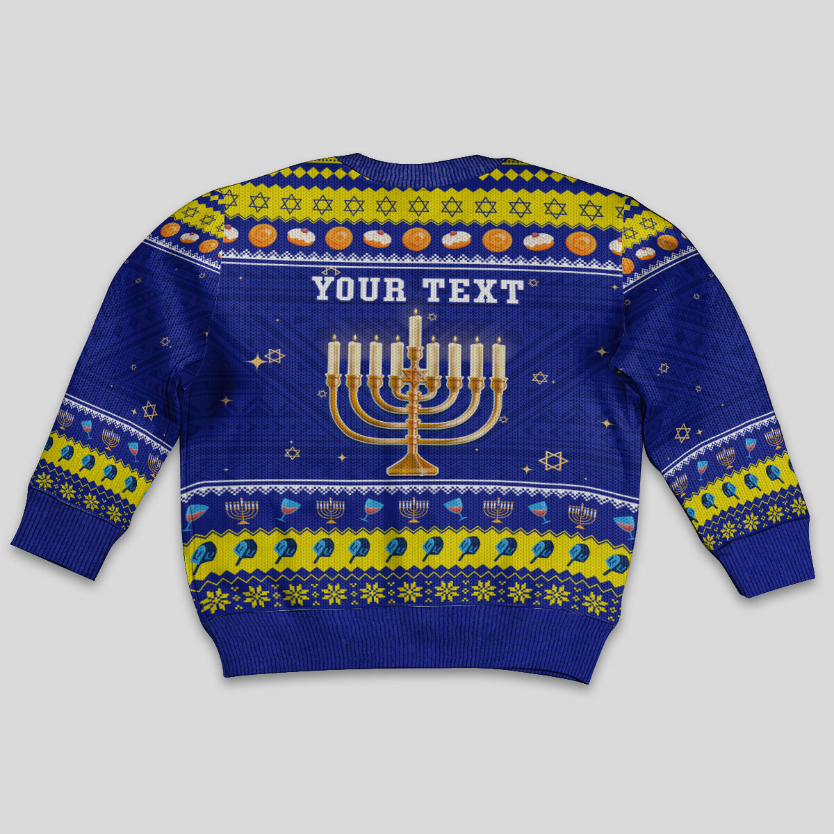Personalised Polynesia Christmukkah Kid Ugly Christmas Sweater Menorah With Polynesian Tribal Pattern LT05 - Polynesian Pride