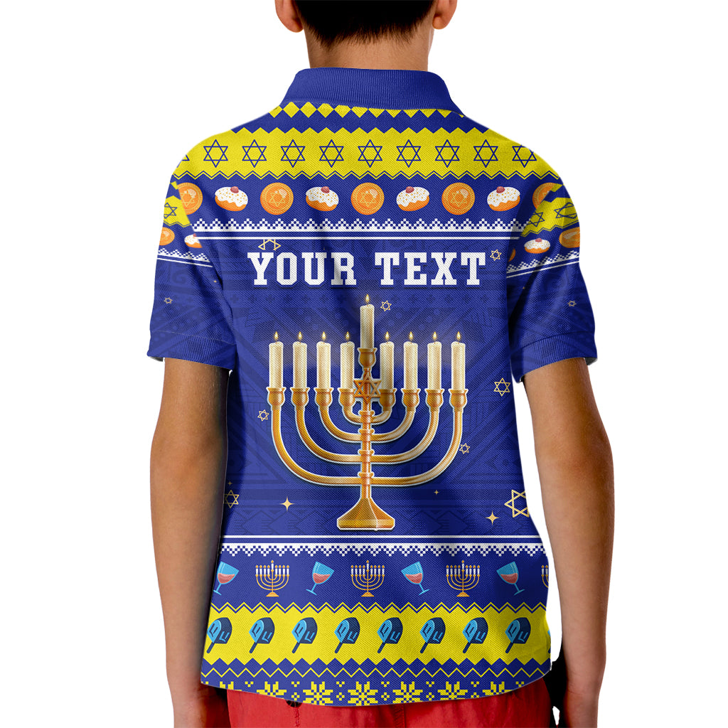 Personalised Polynesia Christmukkah Kid Polo Shirt Menorah With Polynesian Tribal Pattern LT05 - Polynesian Pride