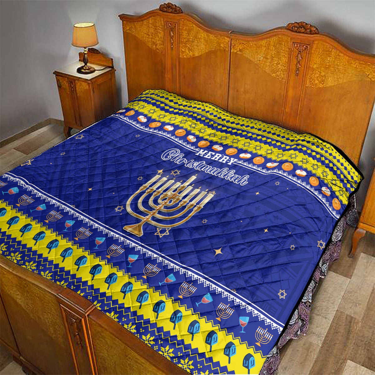 Polynesia Christmukkah Quilt Menorah With Polynesian Tribal Pattern LT05 - Polynesian Pride