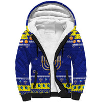 Personalised Polynesia Christmukkah Sherpa Hoodie Menorah With Polynesian Tribal Pattern LT05 Unisex Blue - Polynesian Pride