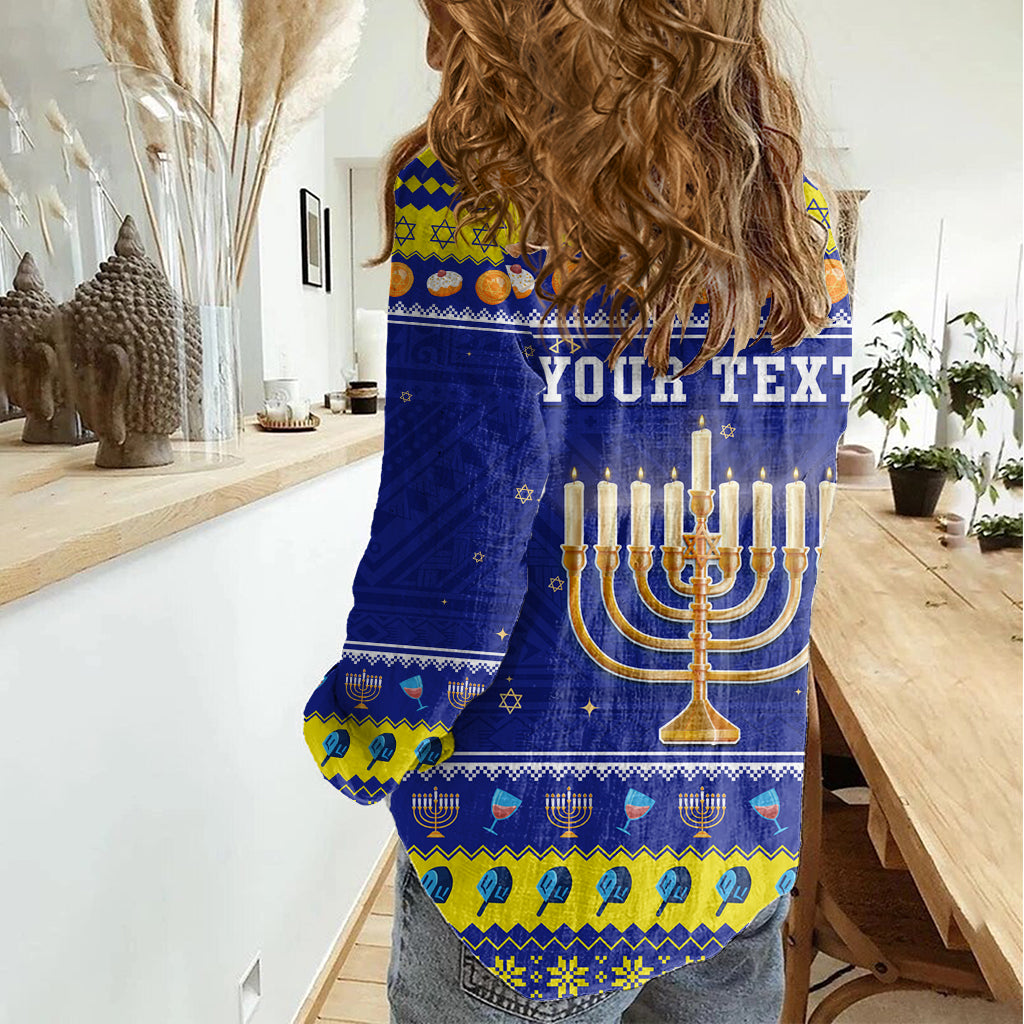 Personalised Polynesia Christmukkah Women Casual Shirt Menorah With Polynesian Tribal Pattern LT05 - Polynesian Pride