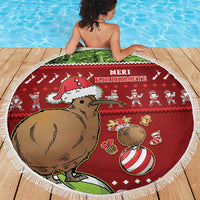 New Zealand Kiwi Christmas Beach Blanket Paua Shell Glitter Green LT05 - Polynesian Pride